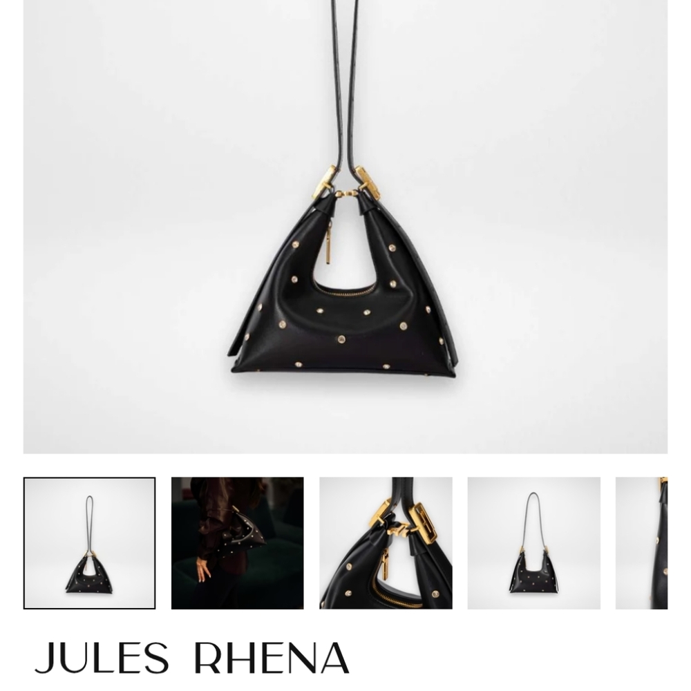 Rhena Jules Vegan Leather Crystal Studded Clutch Or Shoulder Bag - New!